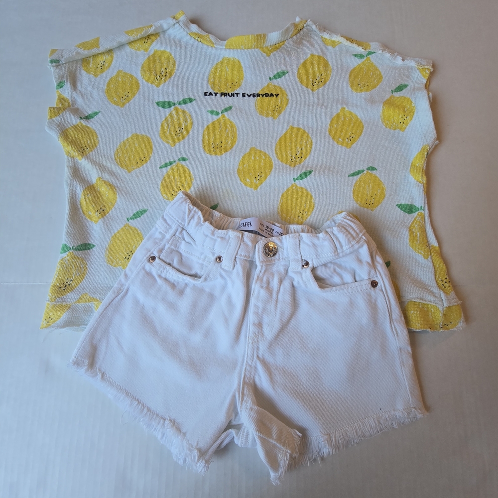 Zara Lemon Delight Kids Tee - Yellow and White